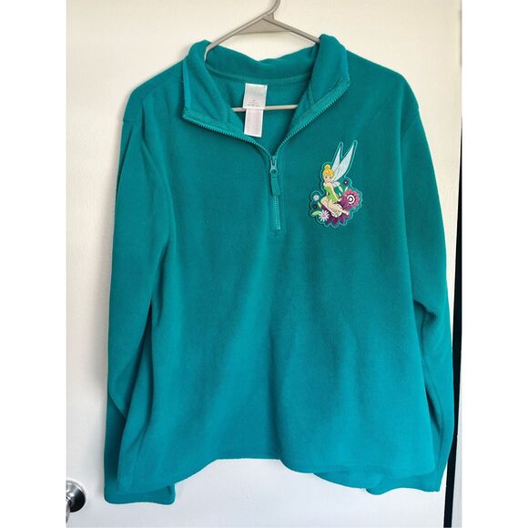 Disney XL Fleece Pull Over Green Tinker Bell Garden Jacket Womens - Picture 1 of 4
